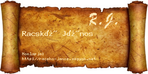 Racskó János névjegykártya